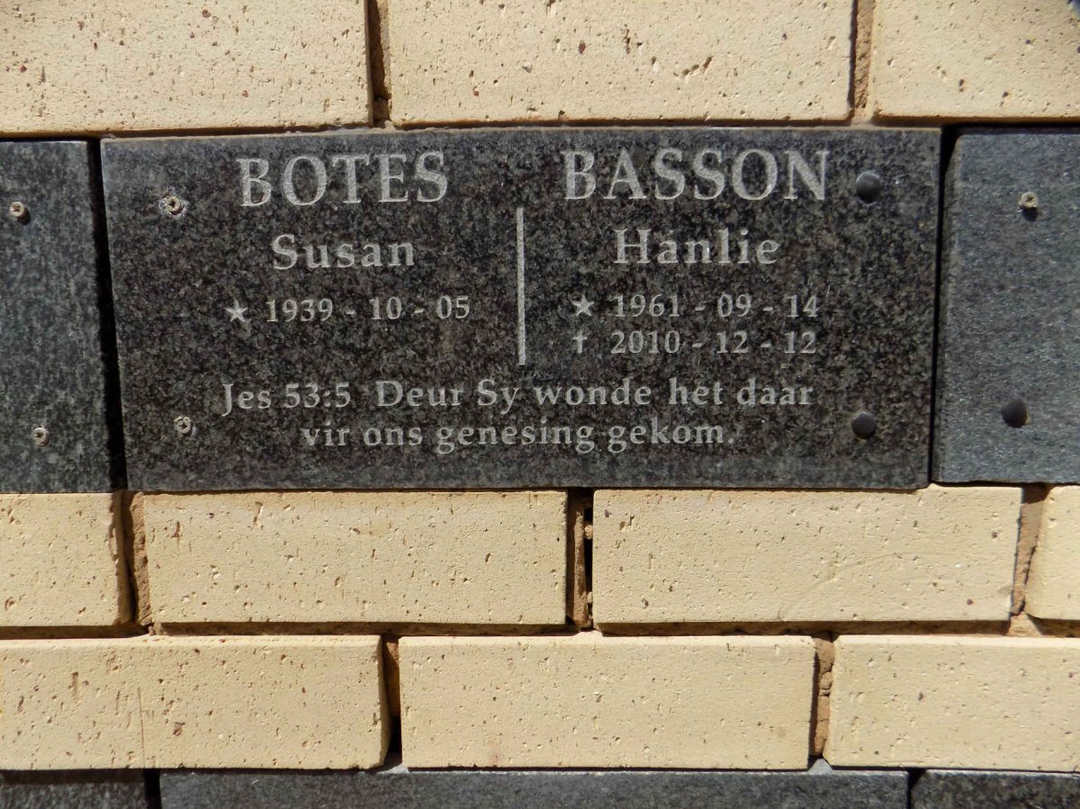 BOTES Susan 1939- :: BASSON Hanlie 1961-2010