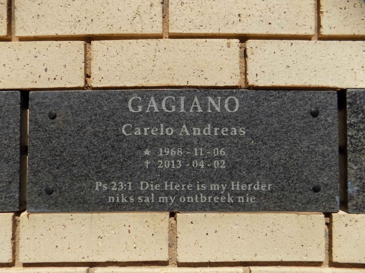 GAGIANO Carelo Andreas 1968-2013