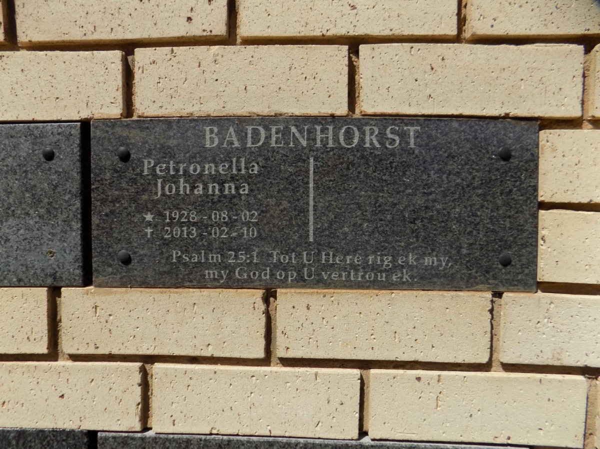 BADENHORST Petronella Johanna 1928-2013