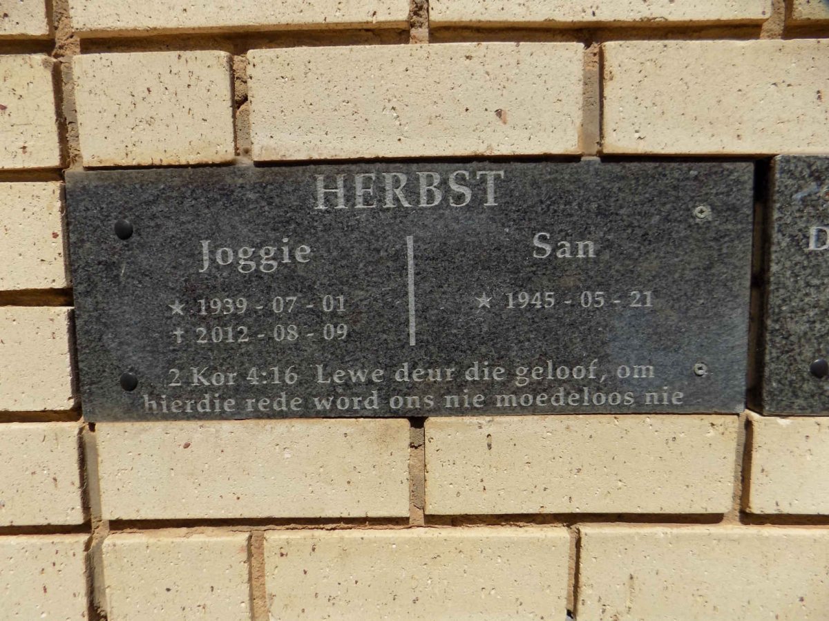 HERBST Joggie 1939-2012 &amp; San 1945-