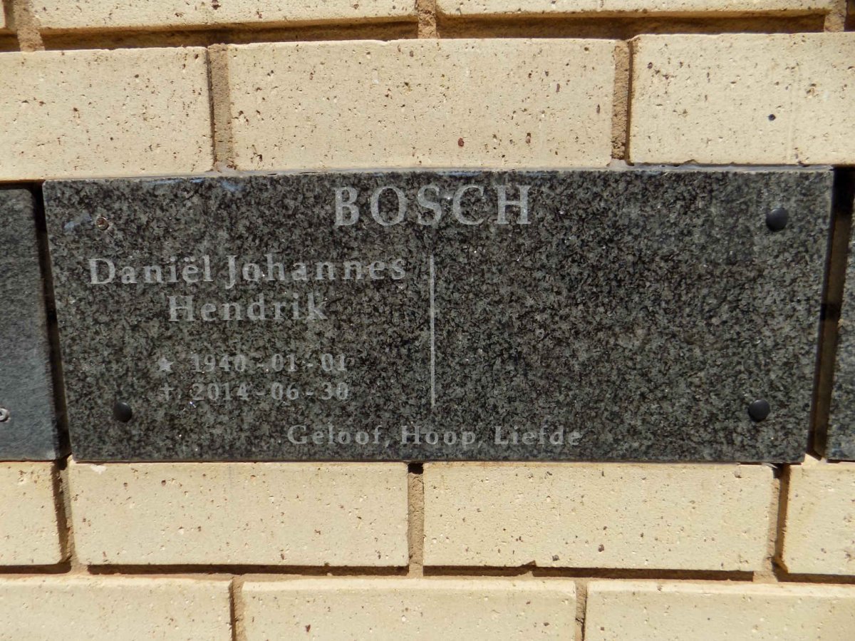 BOSCH Daniël Johannes Hendrik 1940-2014