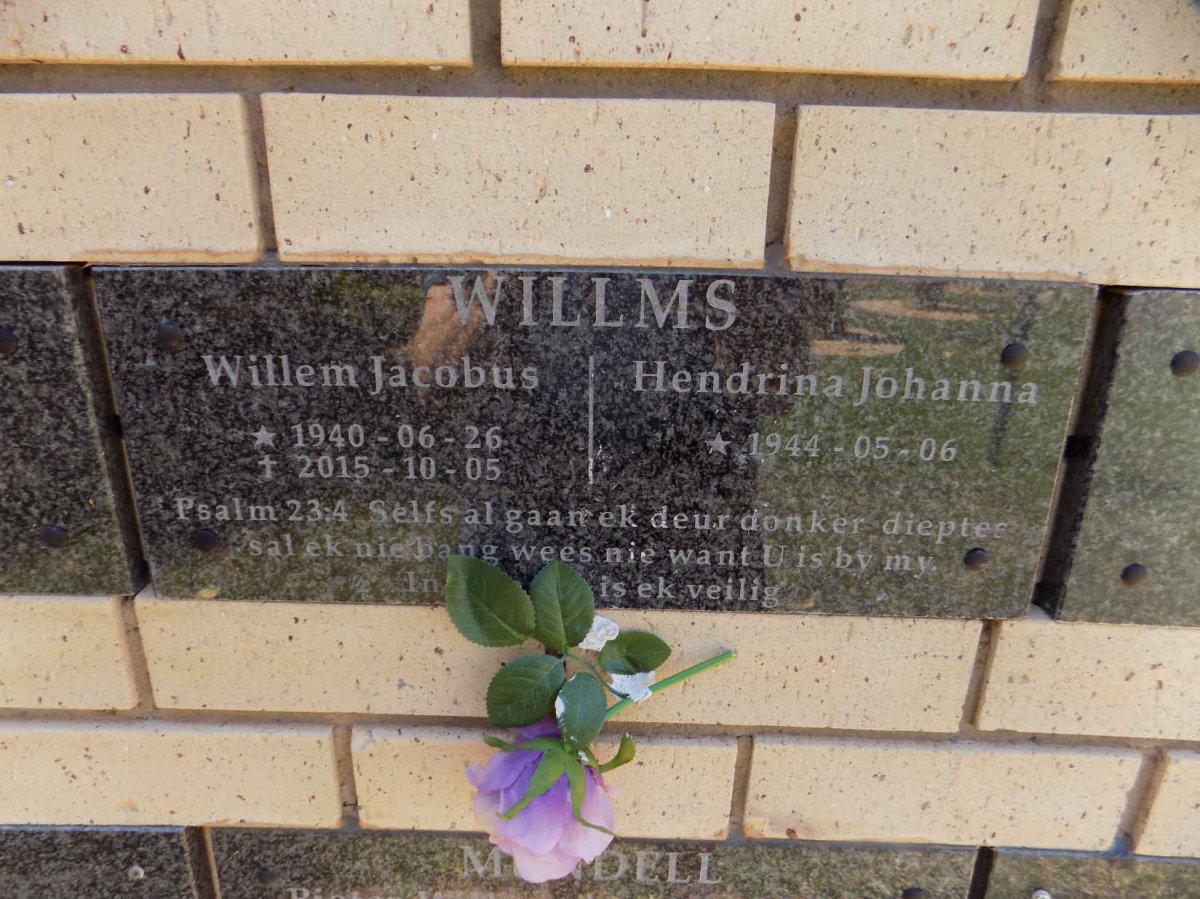 WILLMS Willem Jacobus 1940-2015 &amp; Hendrina Johanna 1944-