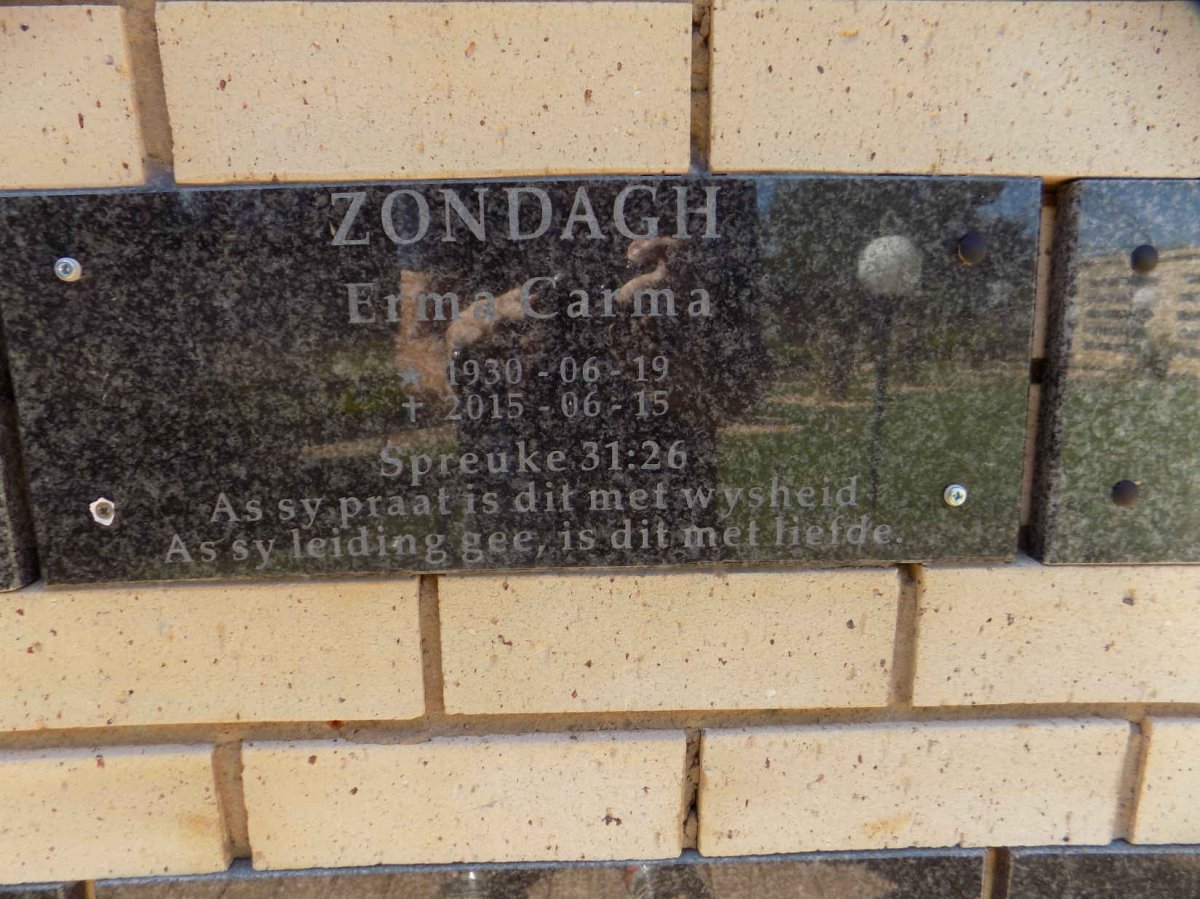 ZONDAGH Erma Carma 1930-2015