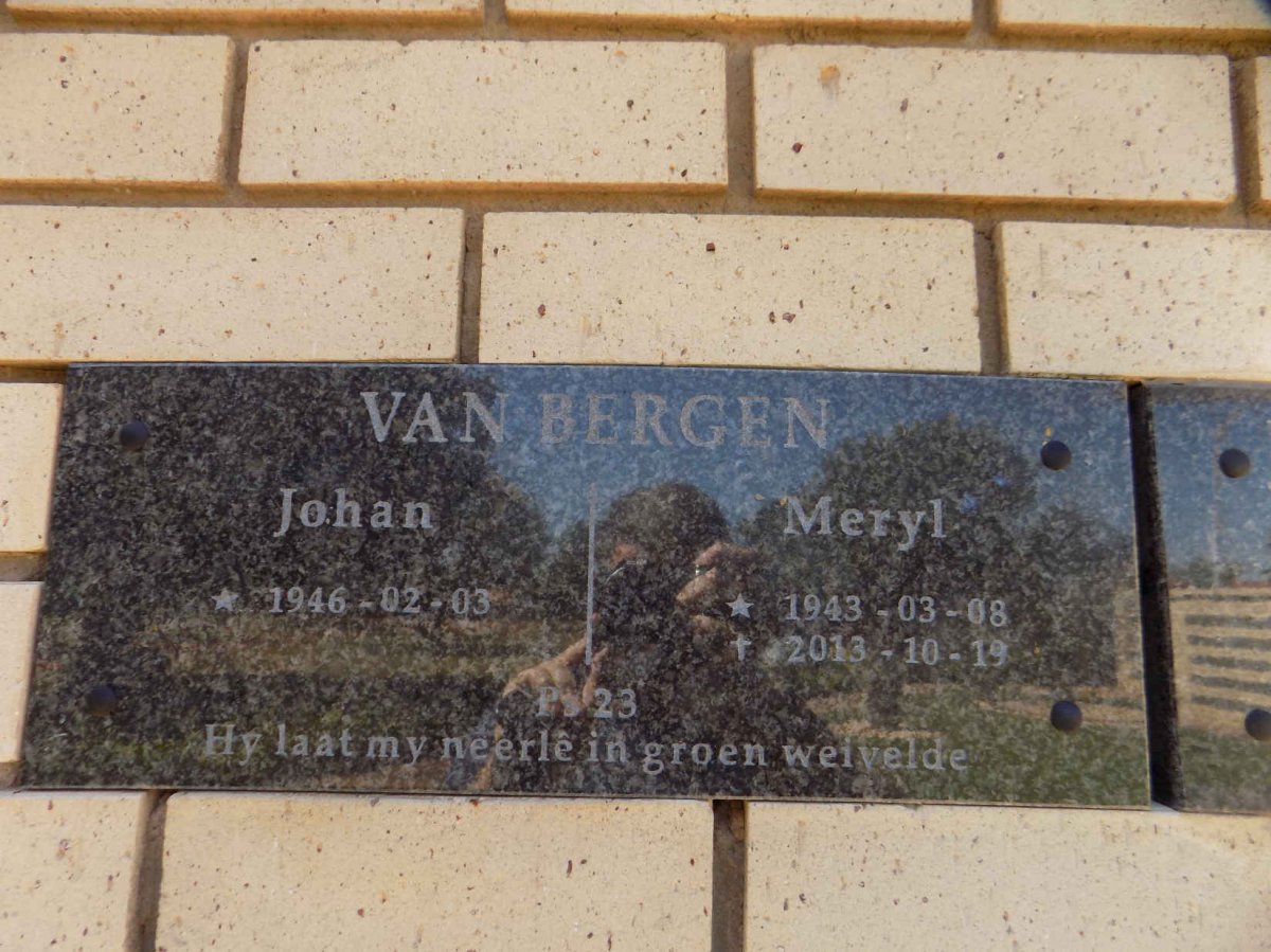 BERGEN Johan, van 1946- &amp; Meryl 1943-2013