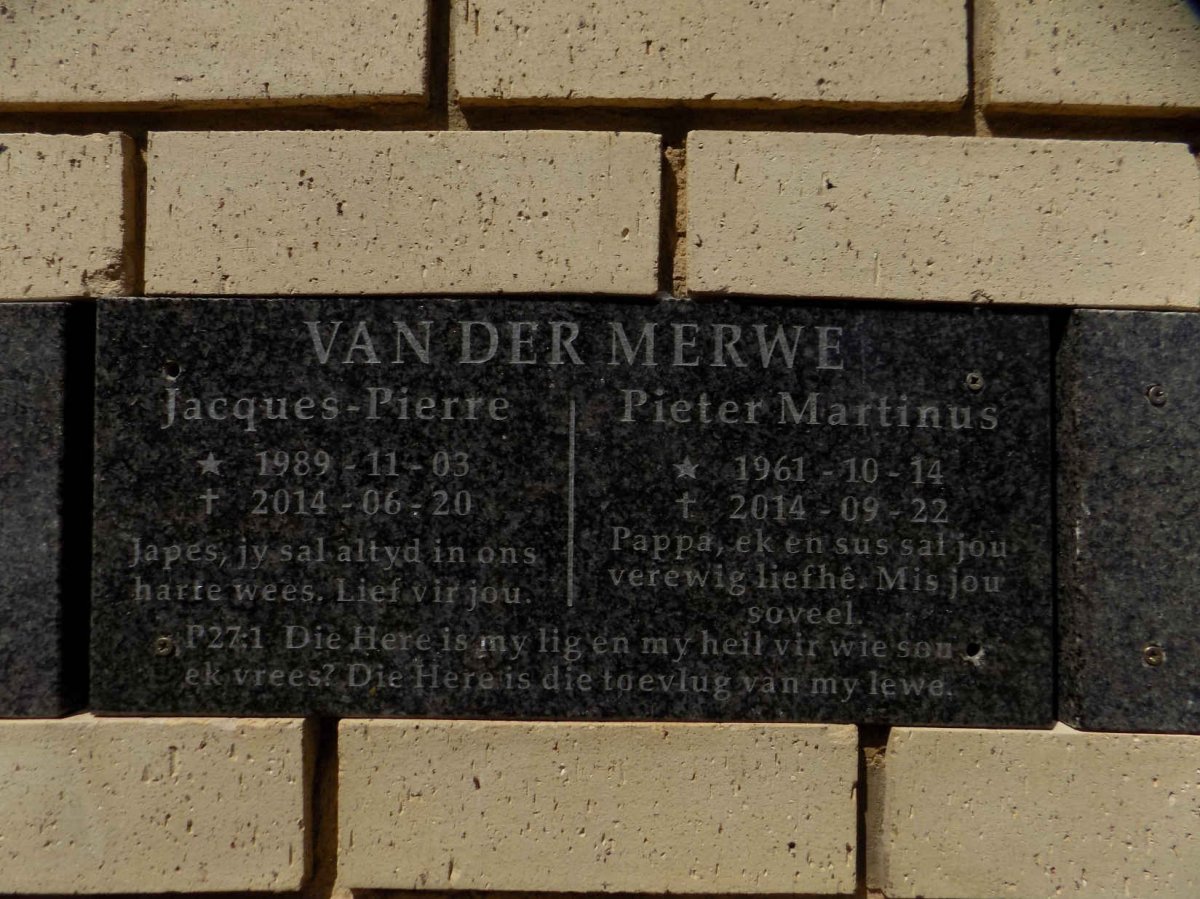 MERWE Pieter Martinus, van der 1961-2014 :: VAN DER MERWE Jacques-Pierre 1989-2014