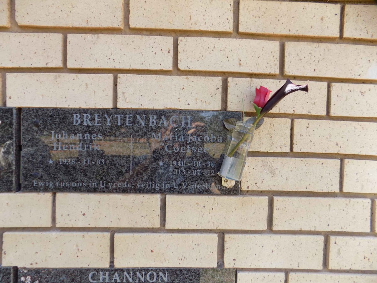 BREYTENBACH Johannes Hendrik 1938- &amp; Maria Jacoba nee COETSEE 1940-2013