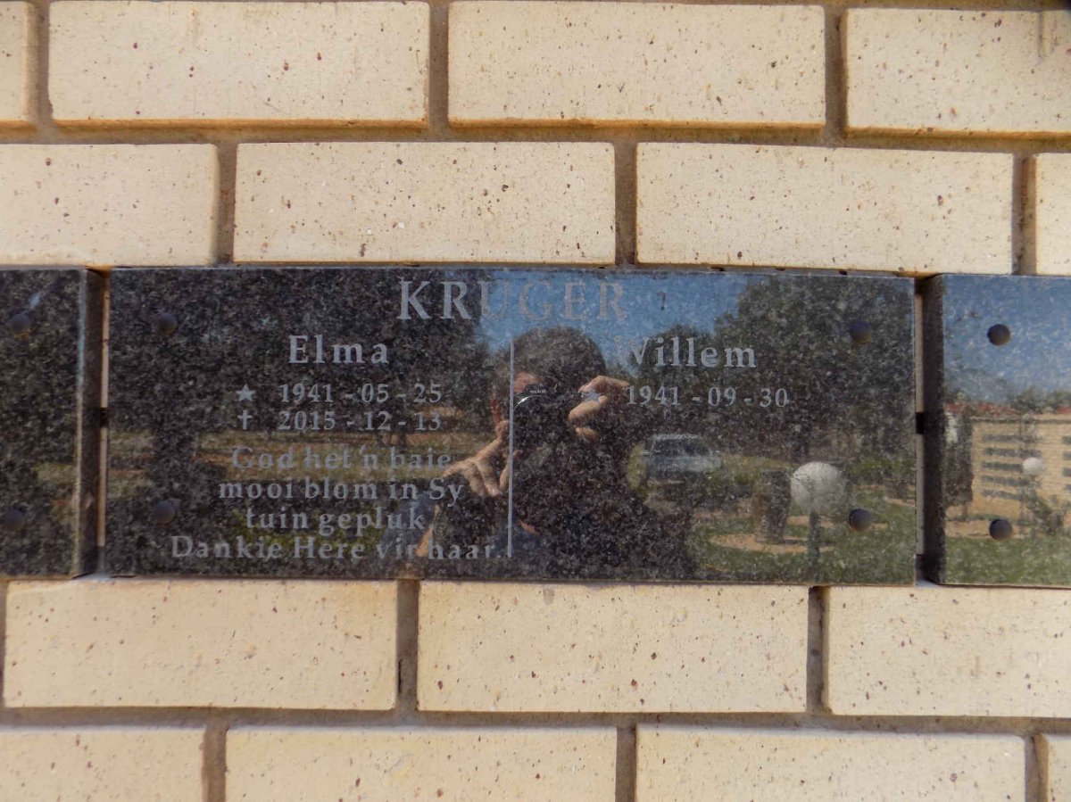 KRUGER Willem 1941- &amp; Elma 1941-2015