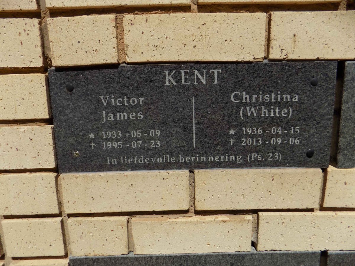 KENT Victor James 1933-1995 &amp; Christina WHITE 1936-2013