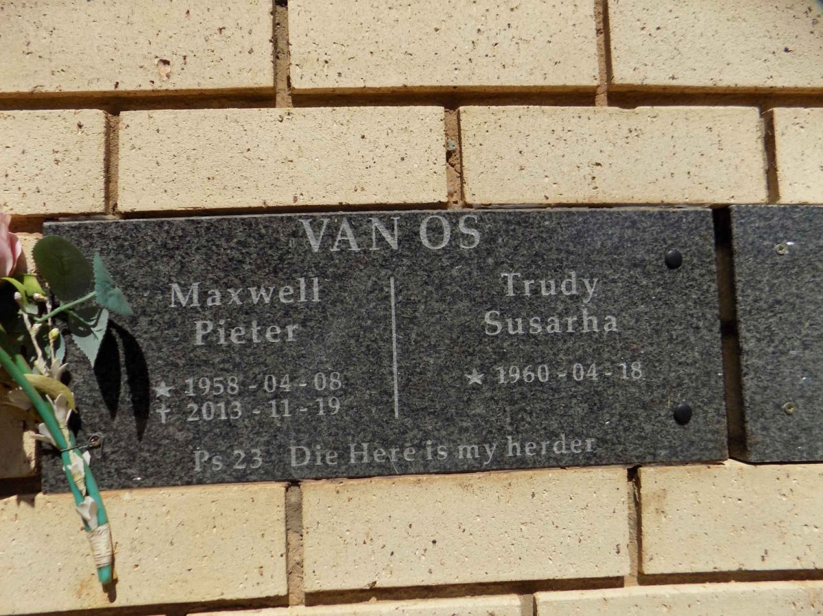 OS Maxwell Pieter, van 1958-2013 &amp; Trudy Susarha 1960-