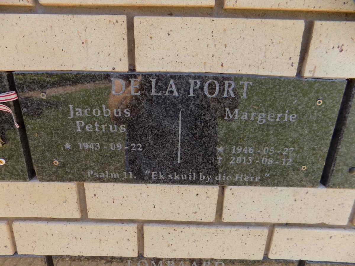 PORT Jacobus Petrus, de la 1943- &amp; Margerie 1946-2013