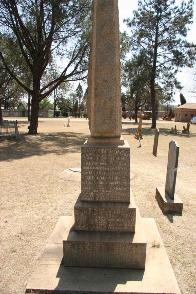 British War Memorial dedicated to the British Soldiers who died during the First Boer War 1880-1881