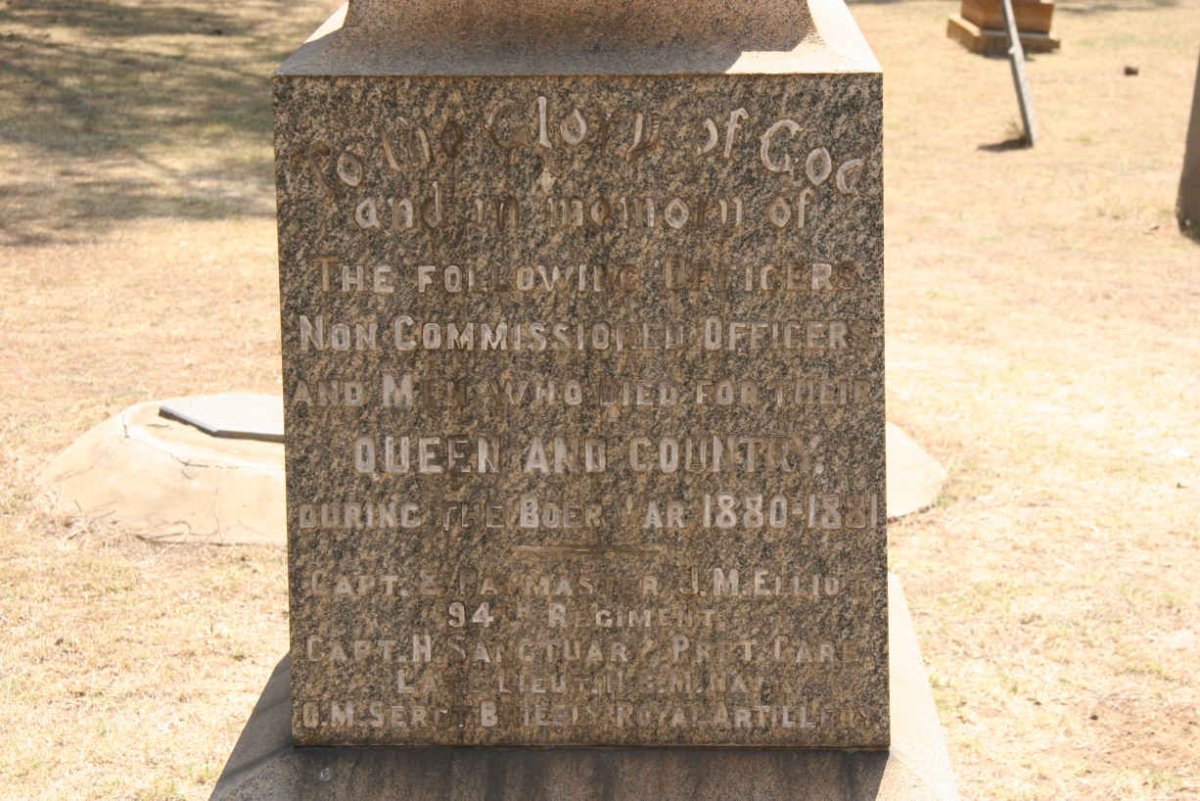British War Memorial dedicated to the British Soldiers who died during the First Boer War 1880-1881