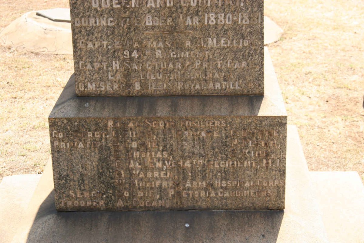 British War Memorial dedicated to the British Soldiers who died during the First Boer War 1880-1881