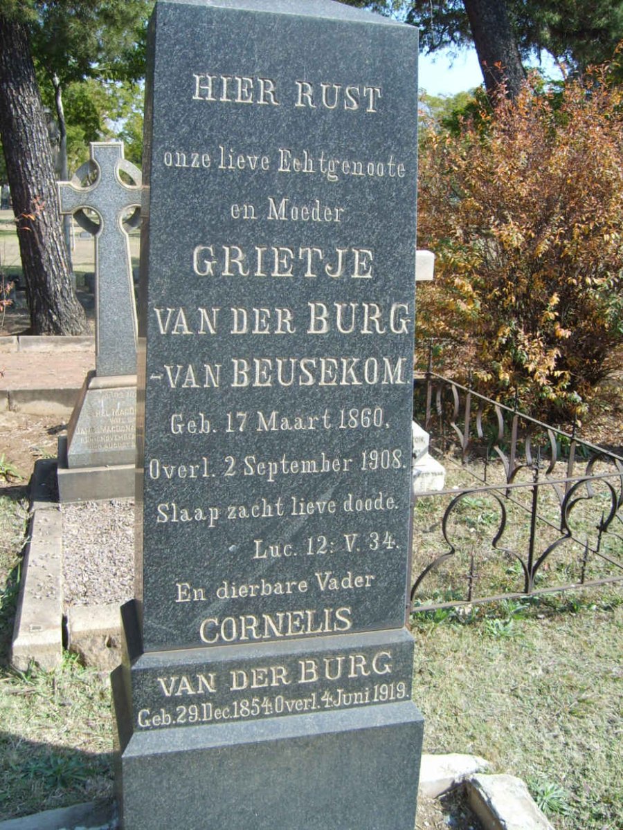BURG Cornelis, van der 1854-1919 &amp; Grietje VAN BEUSEKOM 1860-1908