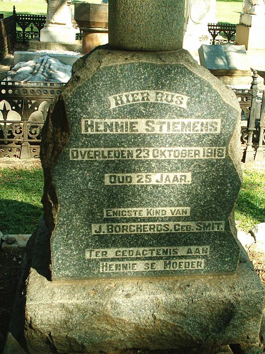 BORCHERDS Hennie Stiemens 1883-1918