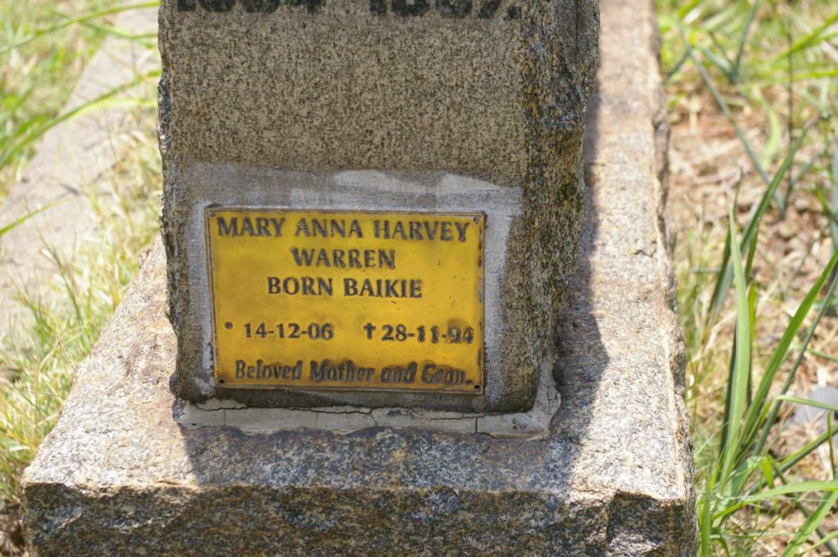 WARREN Mary Anna Harvey nee BAIKIE 1906-1994