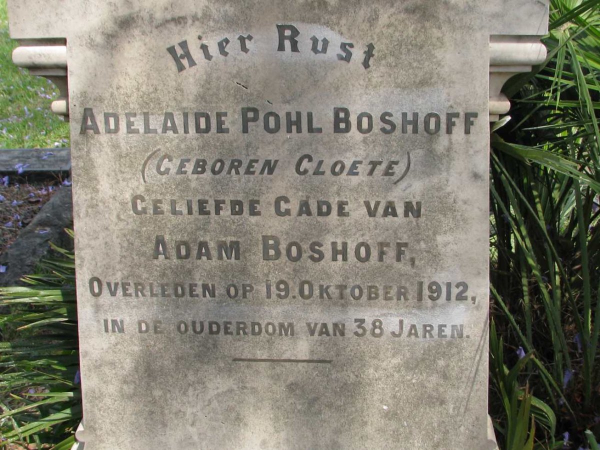 BOSHOFF Adelaide Pohl nee CLOETE -1912