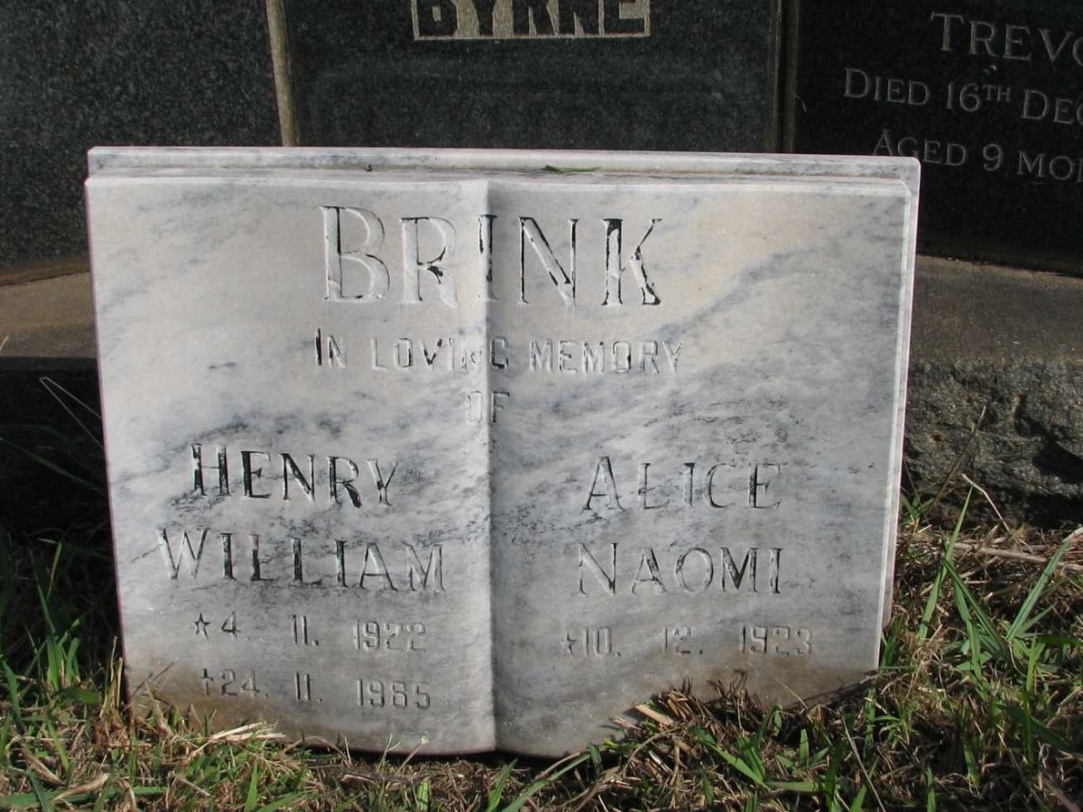 BRINK Henry William 1922-1985 &amp; Alice Naomi 1923-