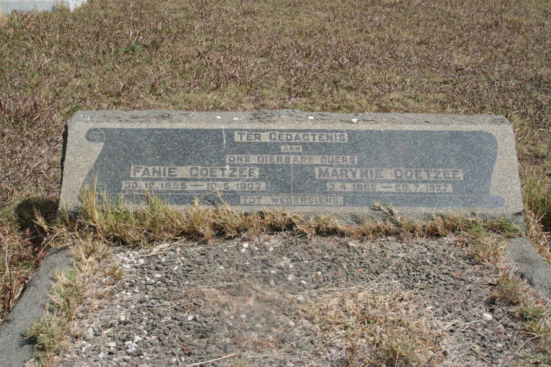 COETZEE Fanie 1855-1903 &amp; Marynie 1865-1927