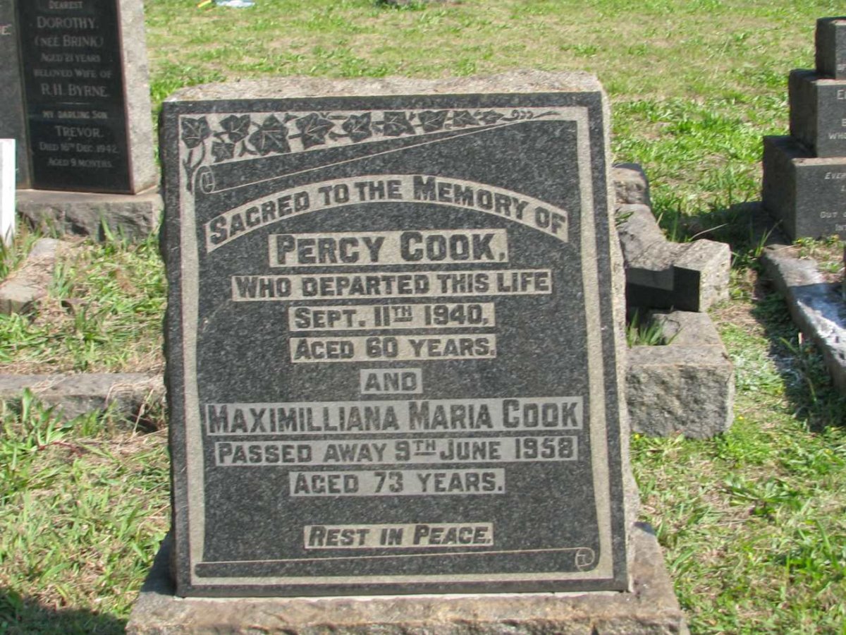 COOK Percy -1940 &amp; Maximilliana Maria -1958