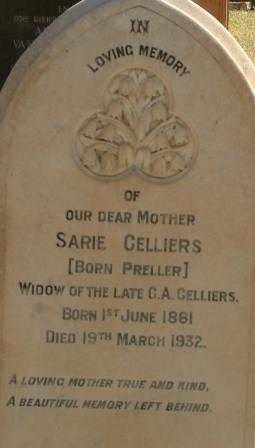 CELLIERS Sarie nee PRELLER 1861-1932