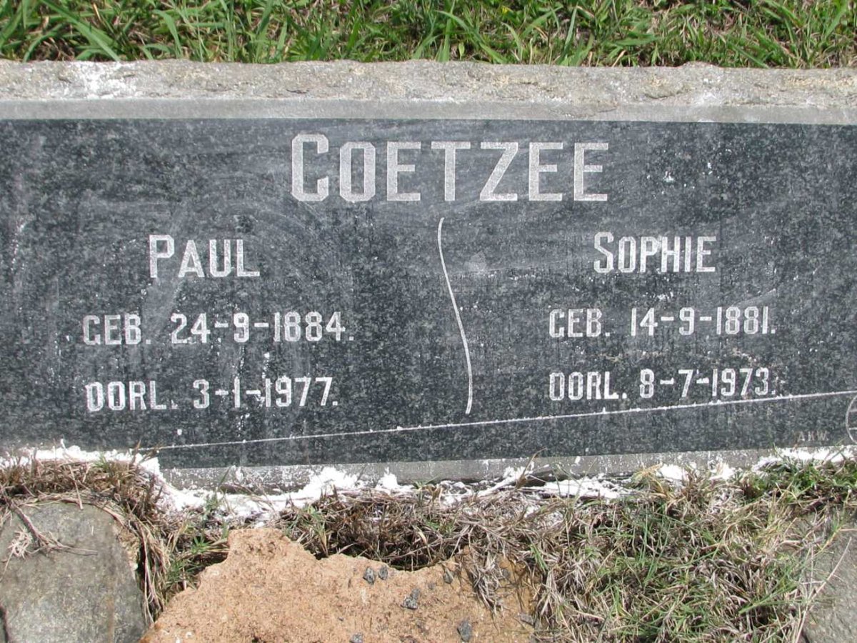 COETZEE Paul 1884-1977 &amp; Sophie 1881-1973