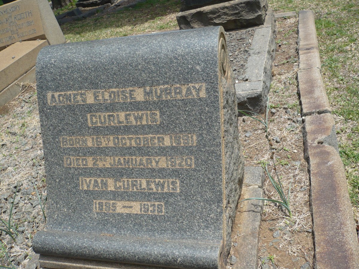 CURLEWIS Ivan 1895-1938 &amp; Agnes Eloise Murray 1891-1920