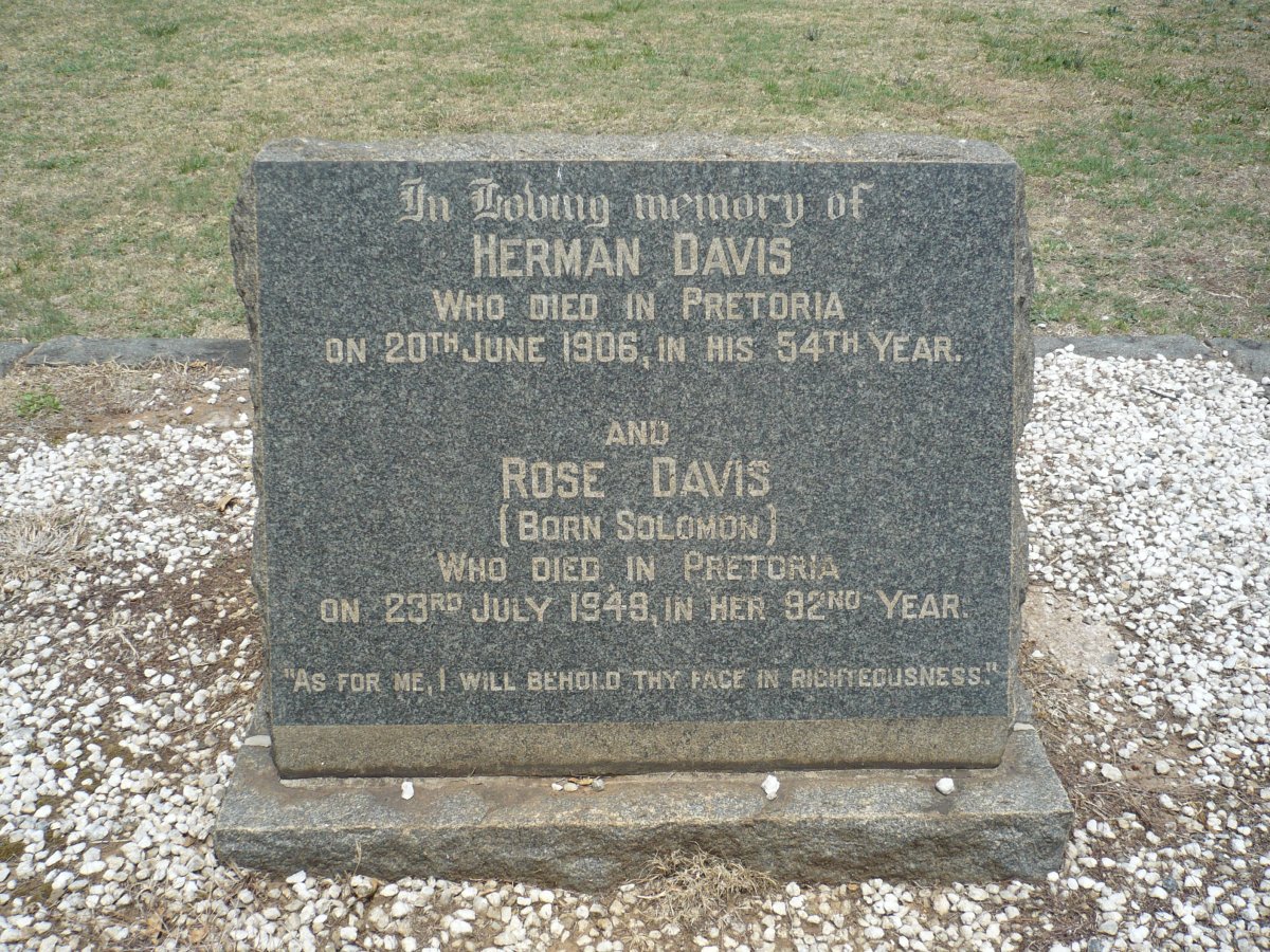 DAVIS Herman -1906 &amp; Rose SOLOMON -1949