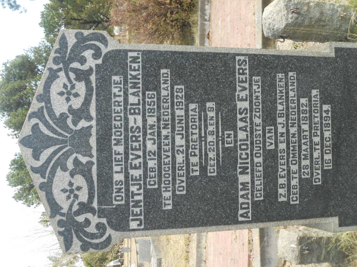 EVERS Jentje nee BLANKEN 1856-1928 :: EVERS Adam Nicolaas 1882-1894