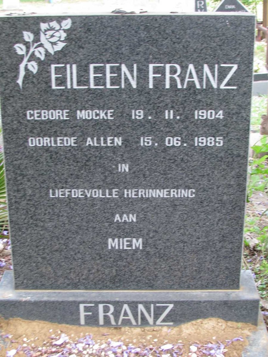 FRANZ Eileen nee MOCKE  1904-1985