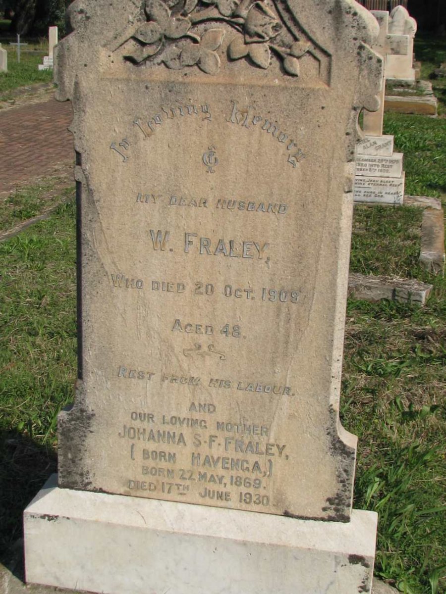 FRALEY W. -1909 &amp; Johanna S.F. HAVENGA 1869-1930
