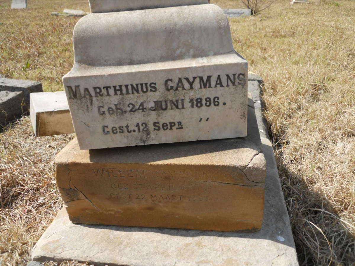 GAYMANS Margaretha 1892-1894 :: GAYMANS Marthinus 1896-1896 :: GAYMANS Willem 18?4-18?5