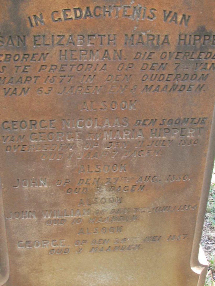HIPPERT Susan Elizabeth Maria nee HERMAN -1877