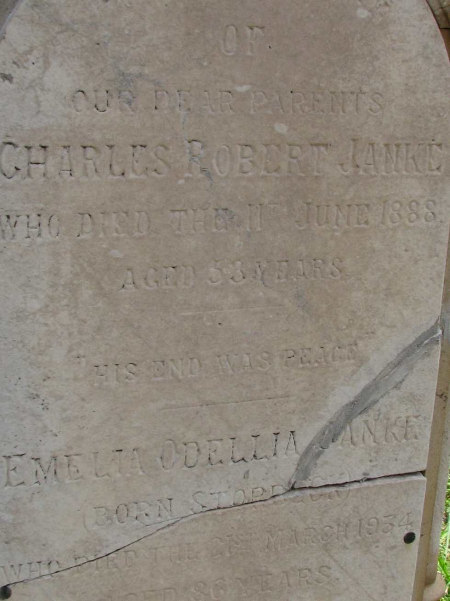 JANKE Charles Robert -1888 &amp; Emelia Odellia STORBECK  -1934