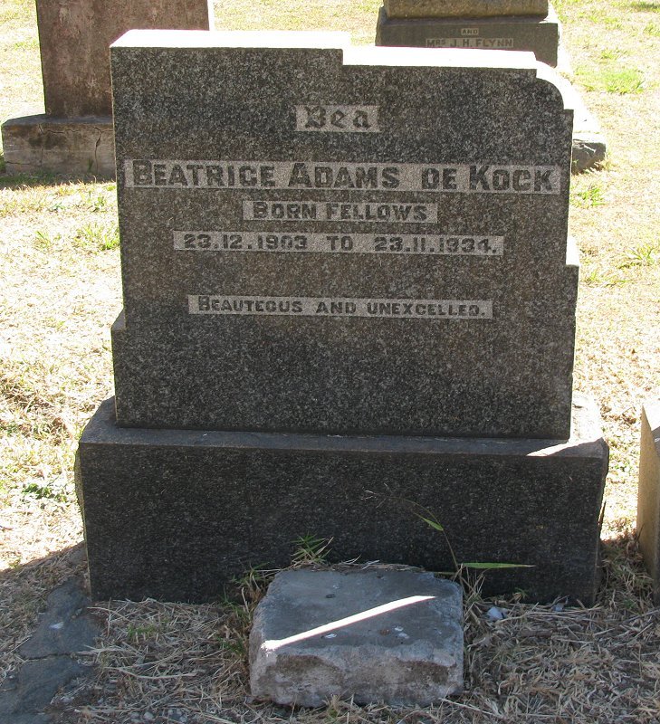 KOCK Beatrice Adams, de nee FELLOWS 1903-1934