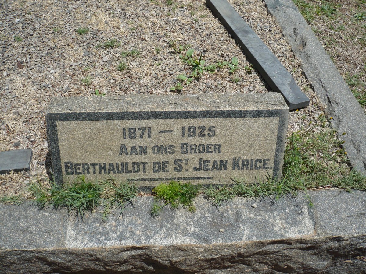 KRIGE Berthauldt de St Jean 1871-1925