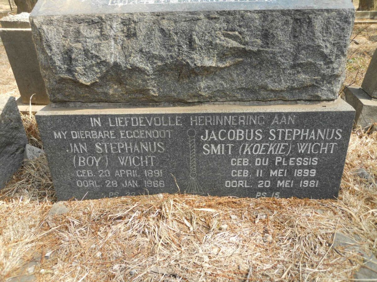 WICHT Jan Stephanus 1891-1966 &amp; Jacobus Stephanus Smit DU PLESSIS 1899-1981