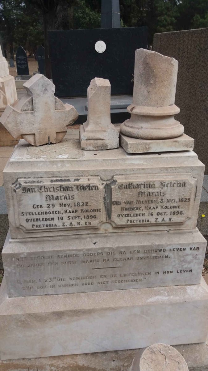 MARAIS Jan Christian Meten 1822-1896 &amp; Catharina Helena VAN NIEKERK 1825-1896