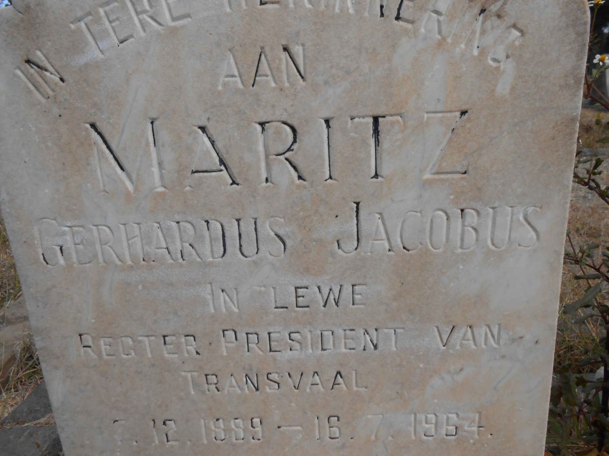 MARITZ C.J.F. 1862-1902 :: MARITZ Gerhardus Jacobus 1889-1964 &amp; Jess DE VILLIERS -1973