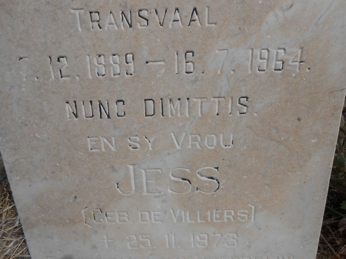 MARITZ C.J.F. 1862-1902 :: MARITZ Gerhardus Jacobus 1889-1964 &amp; Jess DE VILLIERS -1973