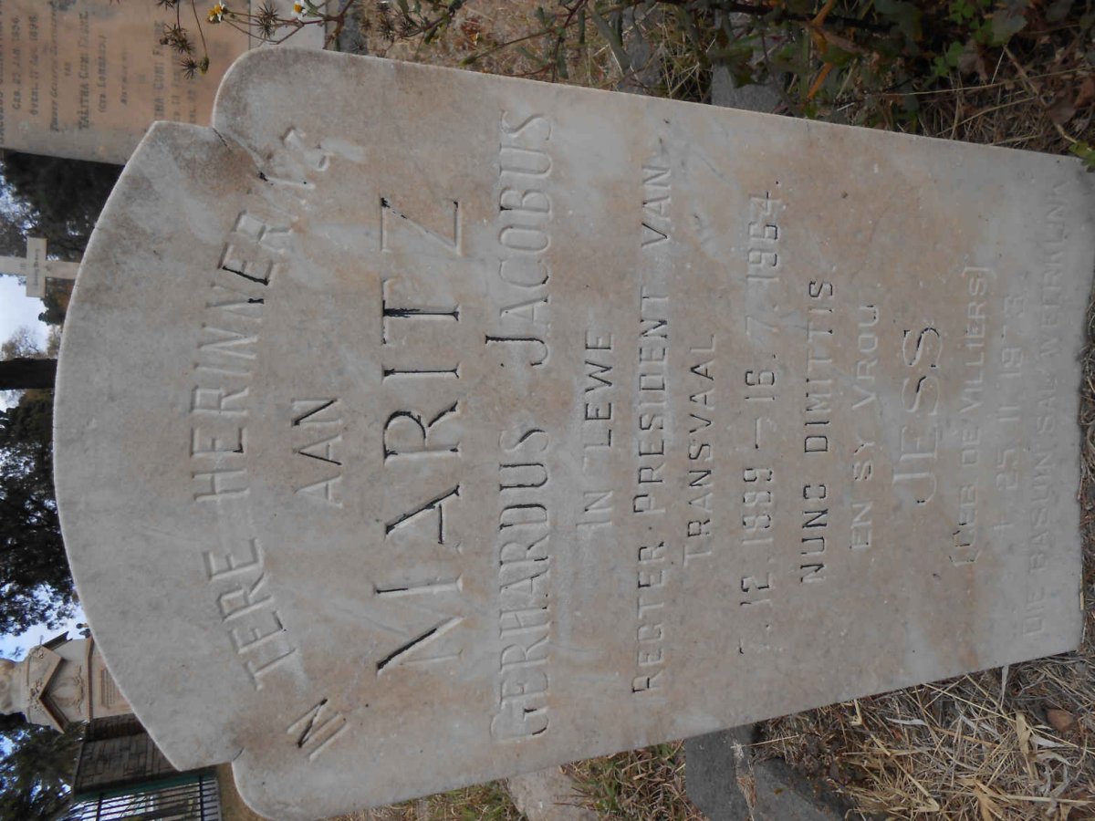 MARITZ C.J.F. 1862-1902 :: MARITZ Gerhardus Jacobus 1889-1964 &amp; Jess DE VILLIERS -1973
