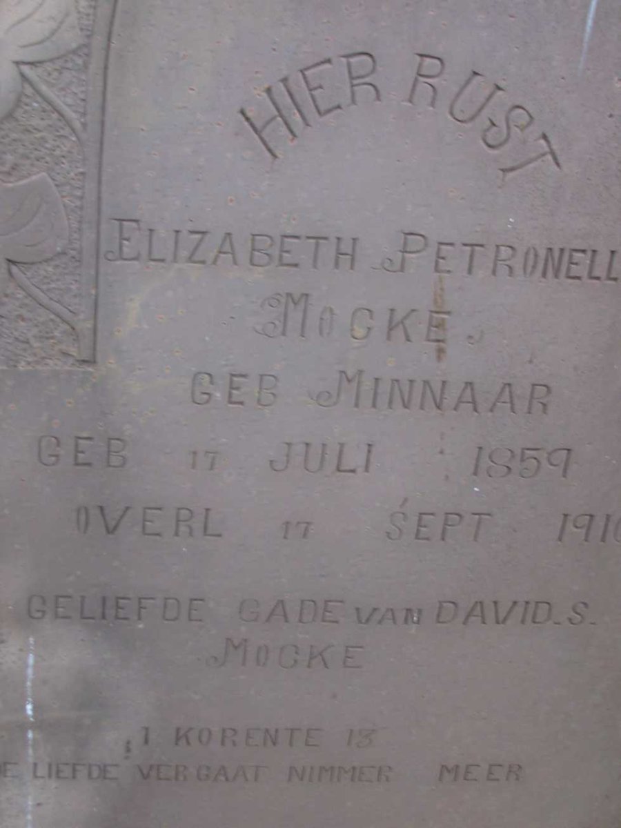 MOCKE Elizabeth Petronella nee MINNAAR 1859-1916