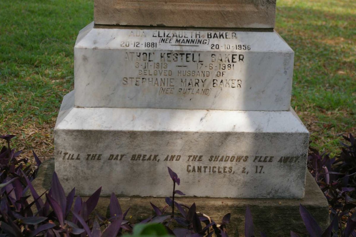 BAKER Ada nee MANNING 1881-1956 :: BAKER Athol Kestell 1913-1981