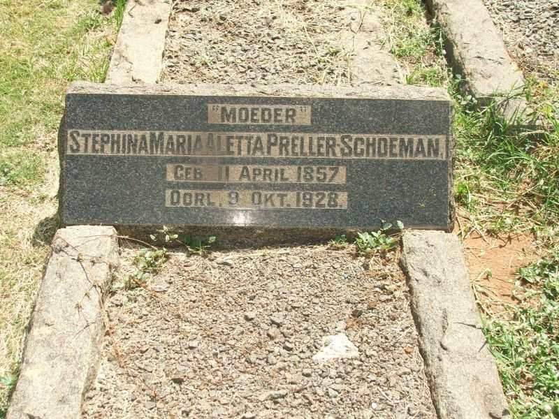 PRELLER Stephina Maria Aletta nee SCHOEMAN 1857-1928
