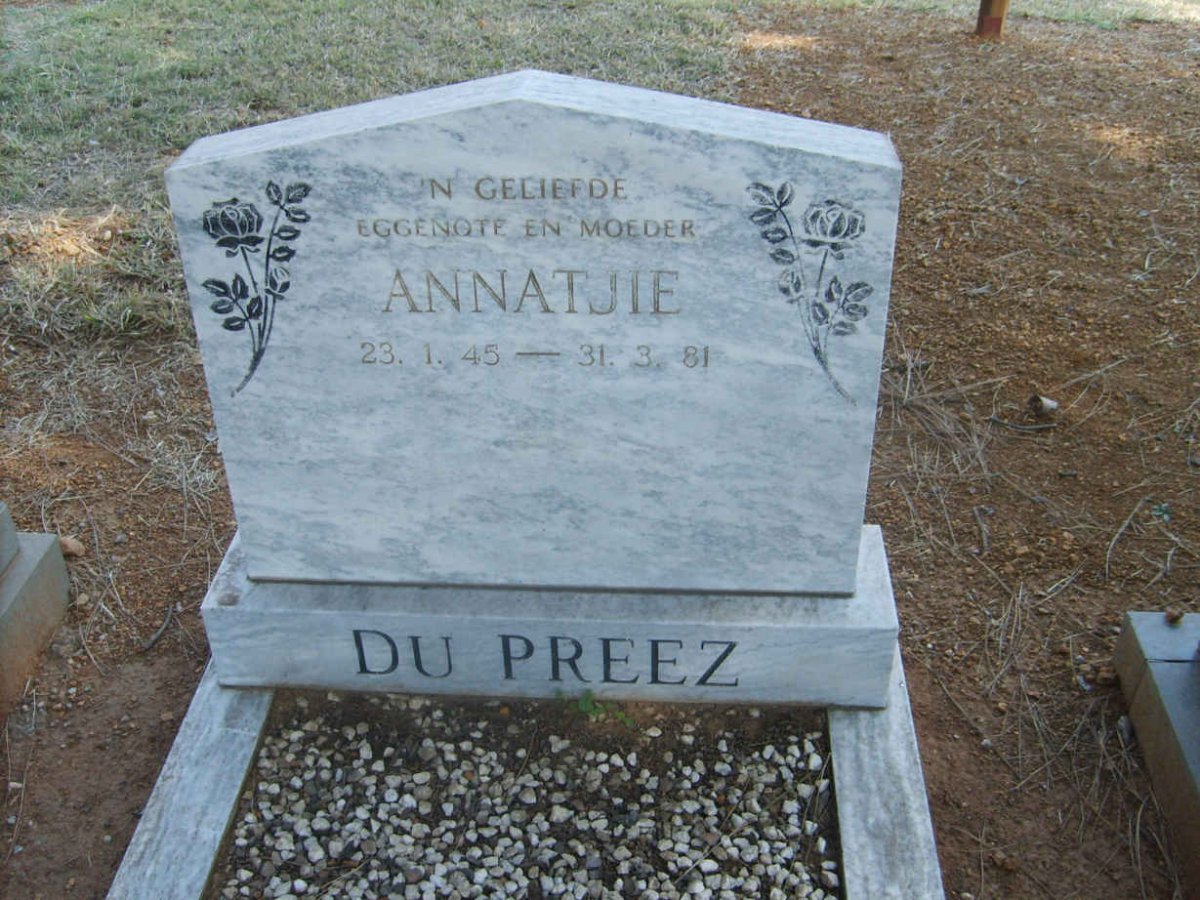 PREEZ Annatjie, du 1945-1981