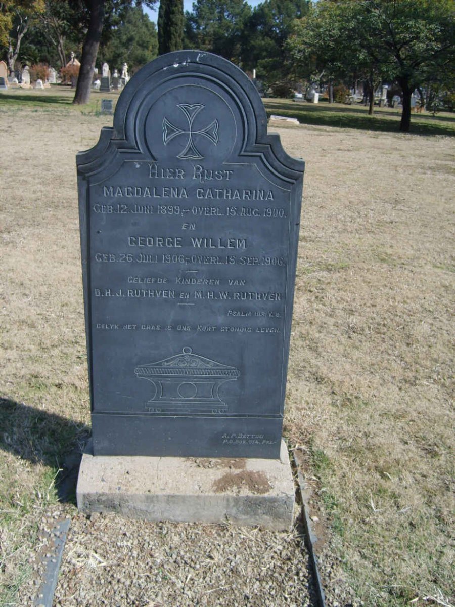 RUTHVEN George Willem 1906-1906 :: RUTHVEN Magdalena Catharina 1899-1900