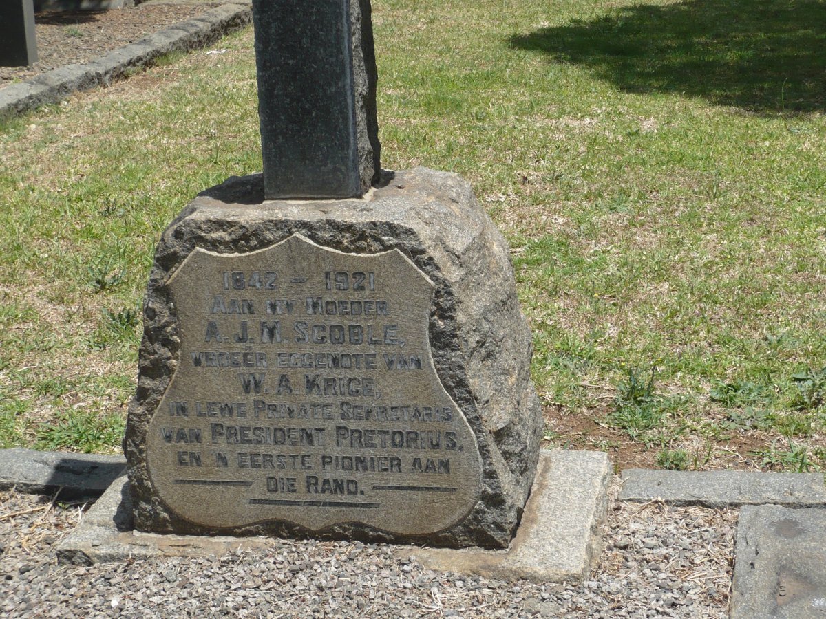 SCOBLE A.J.M., formerly KRIGE 1842-1921