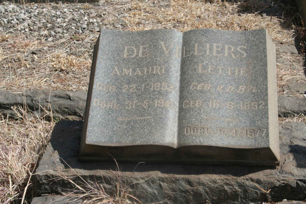 VILLIERS Amauri, de 1892-1941 &amp; Lettie V.D. BYL 1892-1977