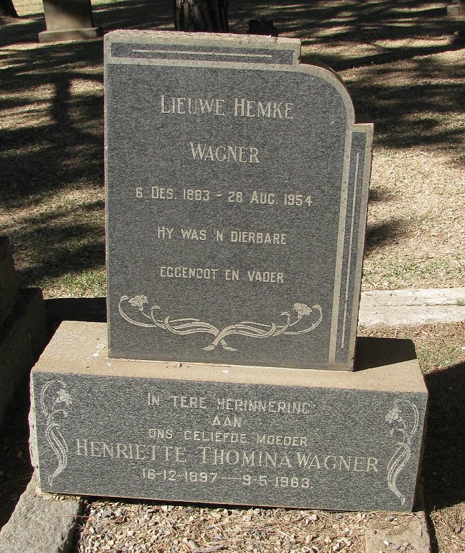 WAGNER Hemke 1883-1954 &amp; Henriette Thomina 1897-1963