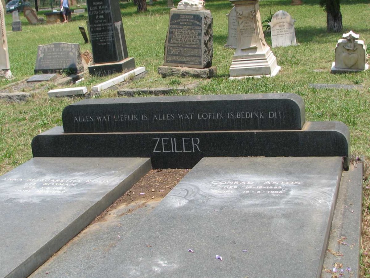 ZEILER Conrad Anton 1889-1988 &amp; Anna Margaretha Roux BOSMAN 1893-1969